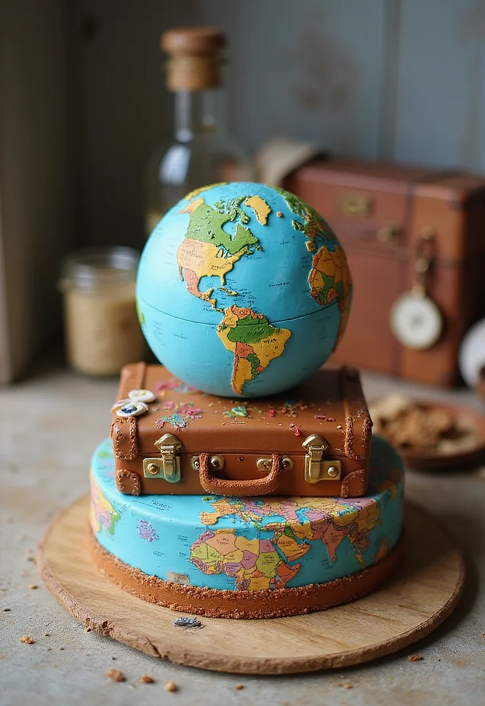 10 Incredible Retirement Cake Ideas That'll Steal the Show at Your Celebration! - 2. The Travel-Themed Cake