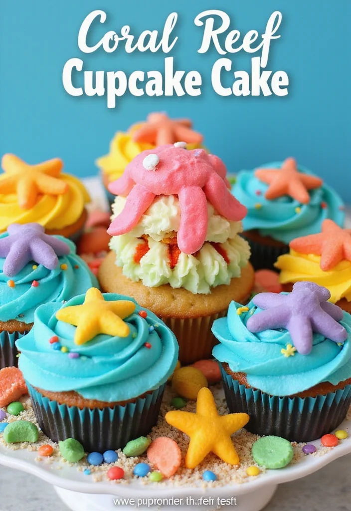 10 Stunning Surf Cakes That Will Make Your Summer Parties Epic (You Won't Believe #5!) - 6. Coral Reef Cupcake Cake