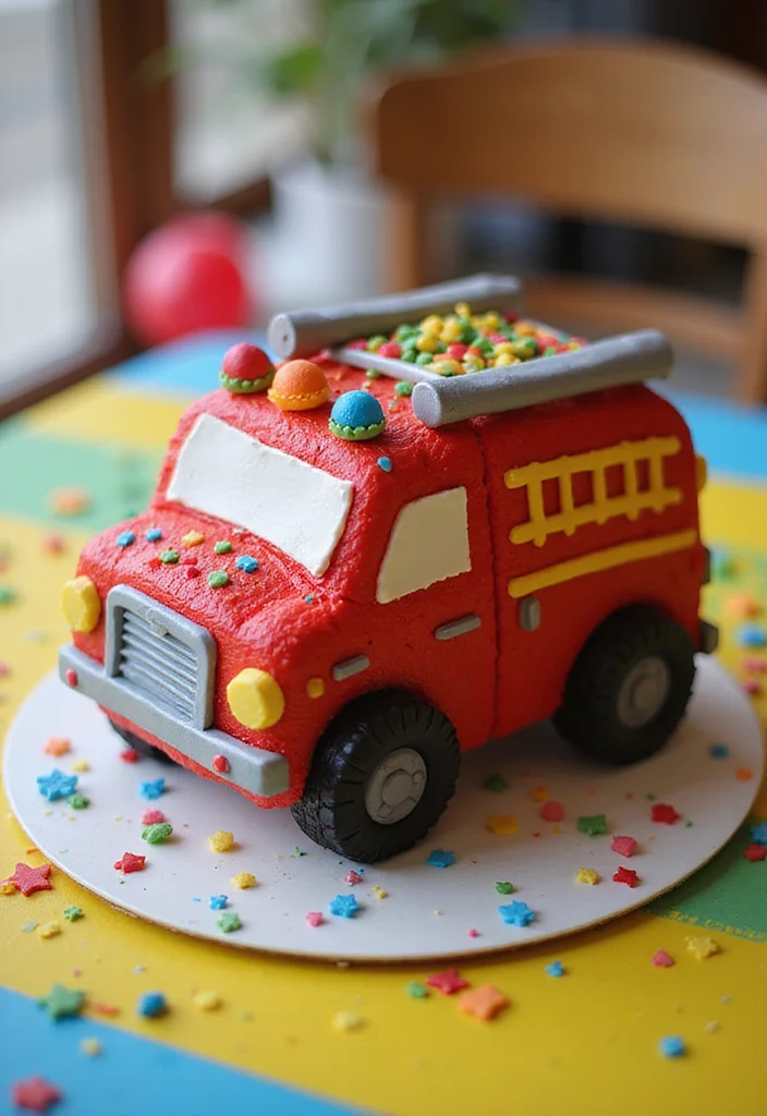 12 Easy Paw Patrol Cake Ideas with Step-by-Step Tutorials for Beginners! - 1. Marshall's Fire Truck Cake