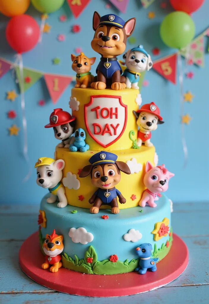 12 Easy Paw Patrol Cake Ideas with Step-by-Step Tutorials for Beginners! - 9. Paw Patrol Team Cake