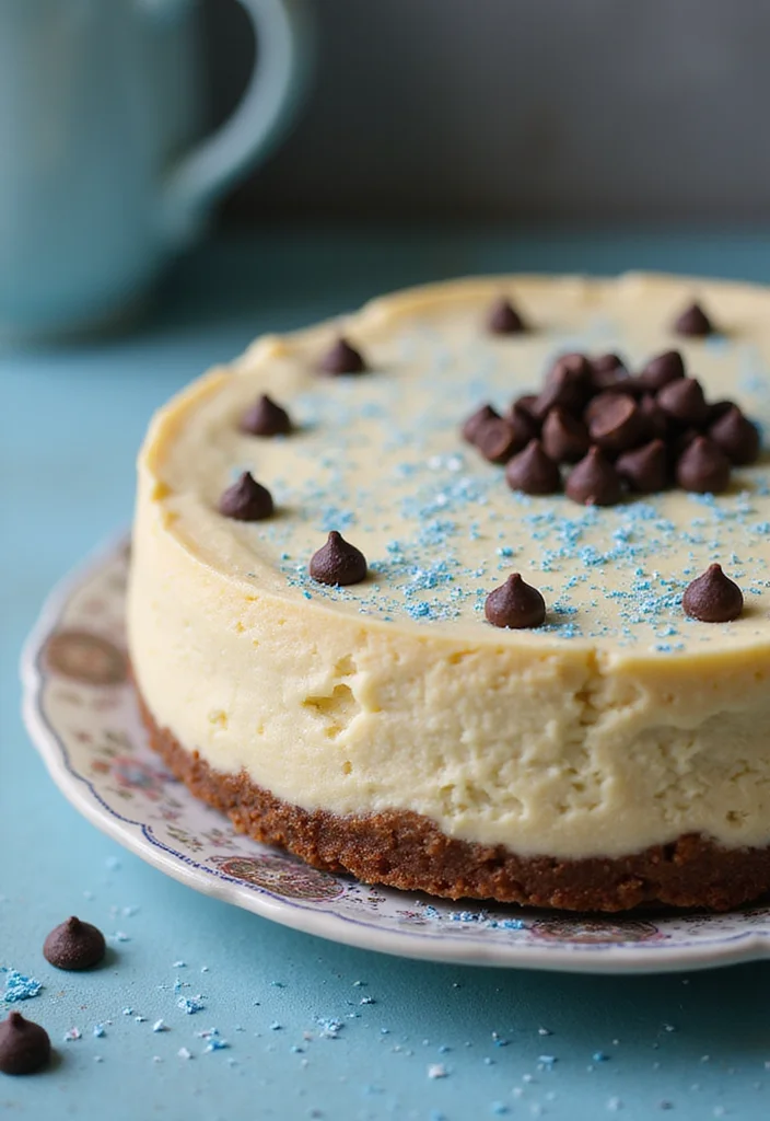 13 Delicious Blue Birthday Cakes for Men with Chocolatey Goodness (Get Ready for #6!) - 10. Blue Chocolate Chip Cheesecake