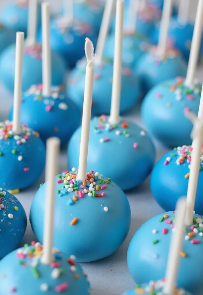 13 Delicious Blue Birthday Cakes for Men with Chocolatey Goodness (Get Ready for #6!) - 13. Blue Chocolate Birthday Cake Pops