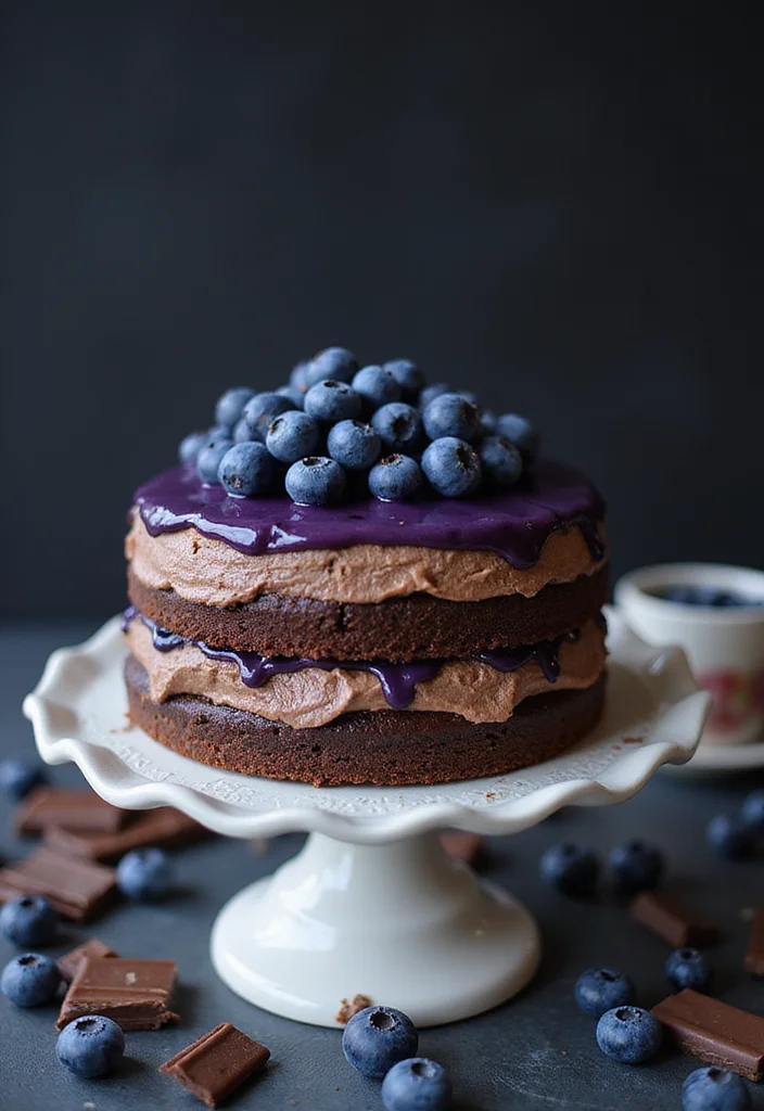 13 Delicious Blue Birthday Cakes for Men with Chocolatey Goodness (Get Ready for #6!) - 3. Blueberry Chocolate Mousse Cake