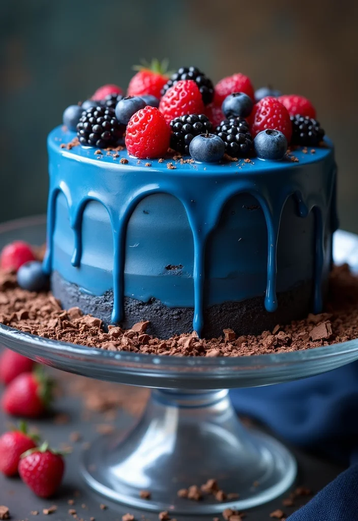 13 Delicious Blue Birthday Cakes for Men with Chocolatey Goodness (Get Ready for #6!) - 4. Blue Chocolate Ganache Cake
