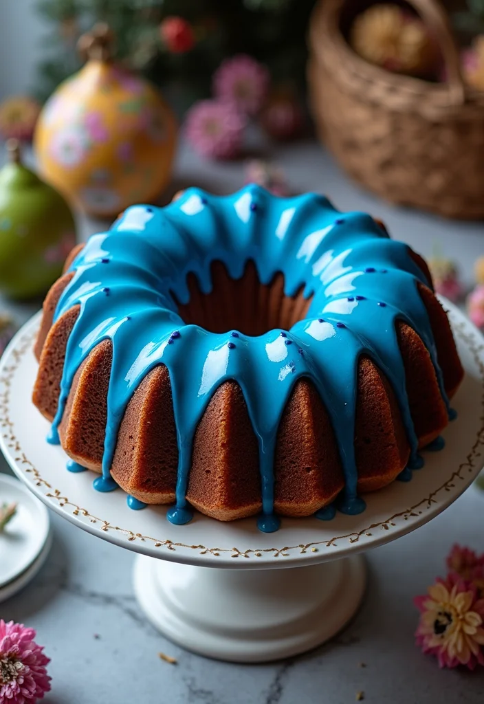13 Delicious Blue Birthday Cakes for Men with Chocolatey Goodness (Get Ready for #6!) - 6. Blue Chocolate Swirl Bundt Cake