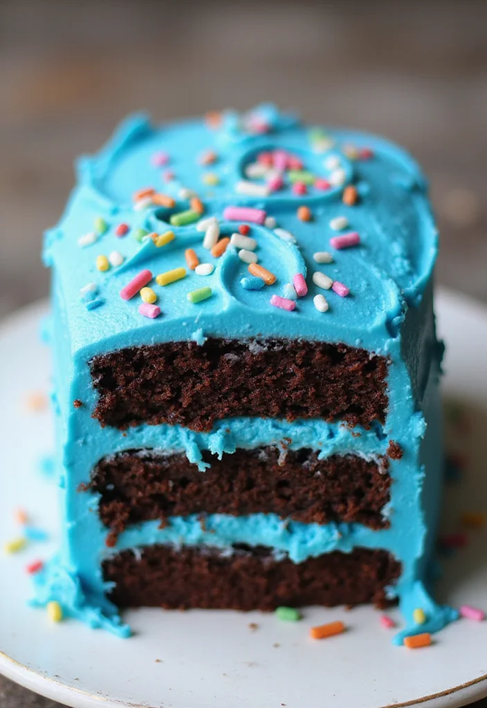 13 Delicious Blue Birthday Cakes for Men with Chocolatey Goodness (Get Ready for #6!) - 8. Blue Chocolate Layer Cake with Sprinkles