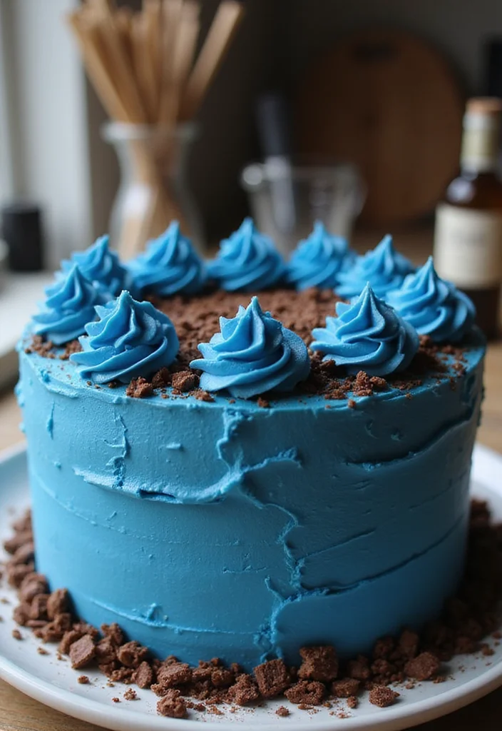 13 Delicious Blue Birthday Cakes for Men with Chocolatey Goodness (Get Ready for #6!) - 9. Blue Chocolate Fudge Cake