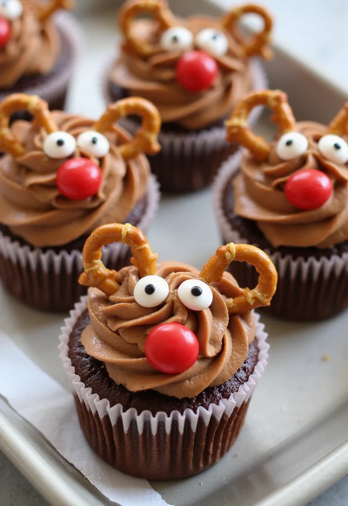 13 Fun and Simple Christmas Cake Recipes to Bake with Kids! - 11. Reindeer Cupcakes