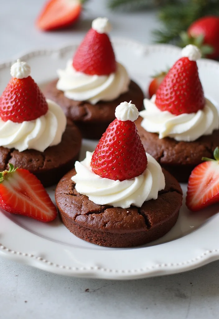 13 Fun and Simple Christmas Cake Recipes to Bake with Kids! - 7. Santa Hat Brownies