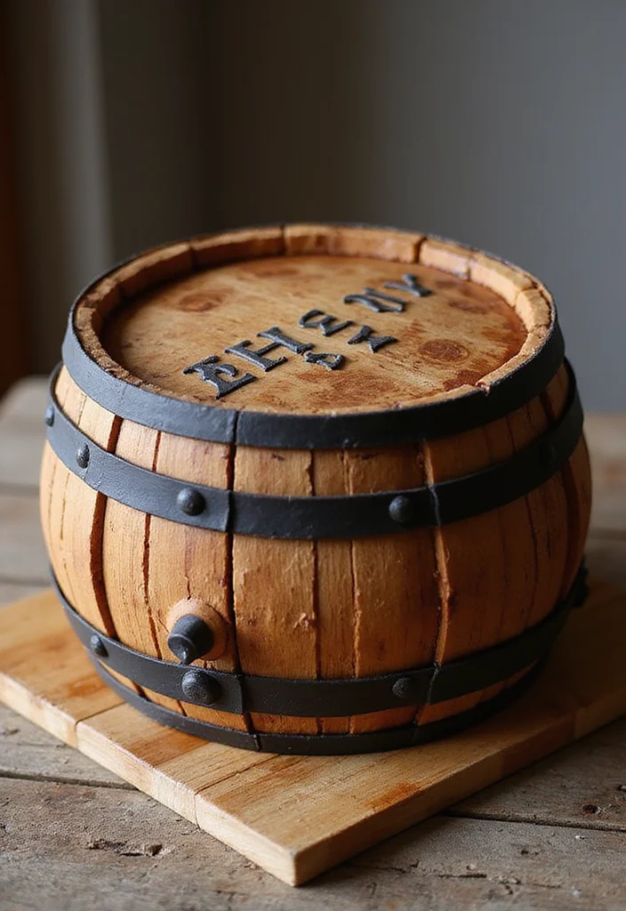 13 Stunning Men's Birthday Cakes That'll Steal the Show! - 3. Whiskey Barrel Cake