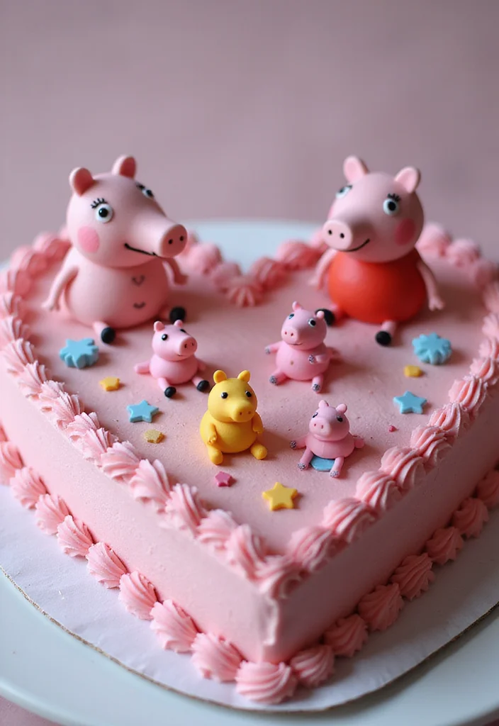 14 Fun Heart Cake Ideas That Kids Will Absolutely Love (You Won't Believe #6!) - 10. Peppa Pig Heart Cake