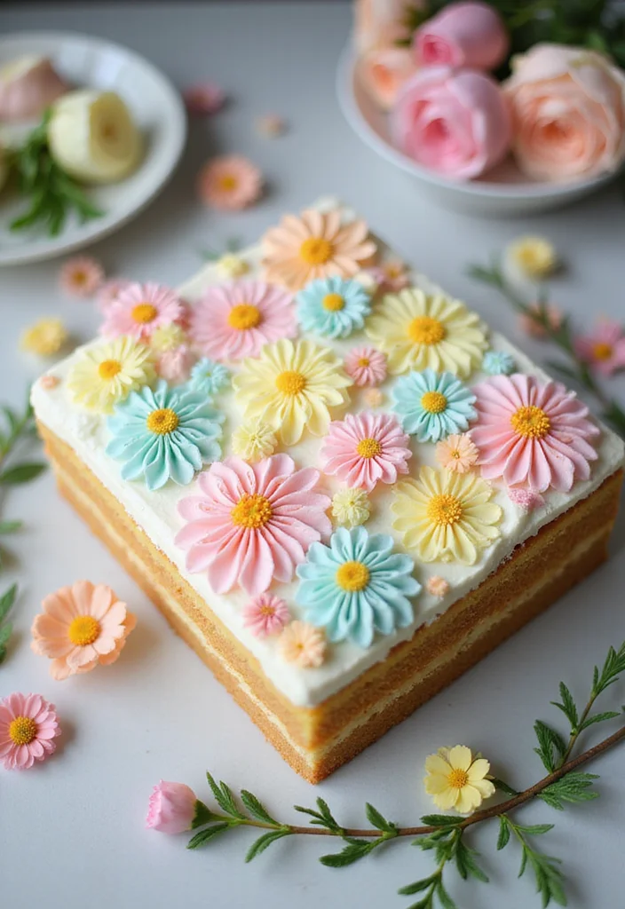 14 Seasonal Square Cake Decorating Ideas to Wow Your Guests This Year! - 1. Spring Blossom Cake