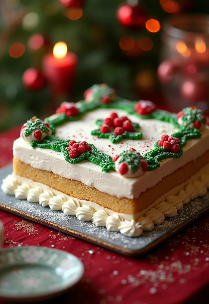 14 Seasonal Square Cake Decorating Ideas to Wow Your Guests This Year! - 14. Festive Holiday Cake