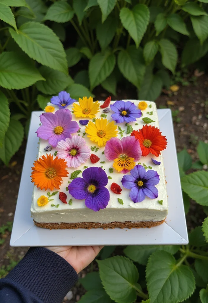 14 Seasonal Square Cake Decorating Ideas to Wow Your Guests This Year! - 5. Garden Party Cake