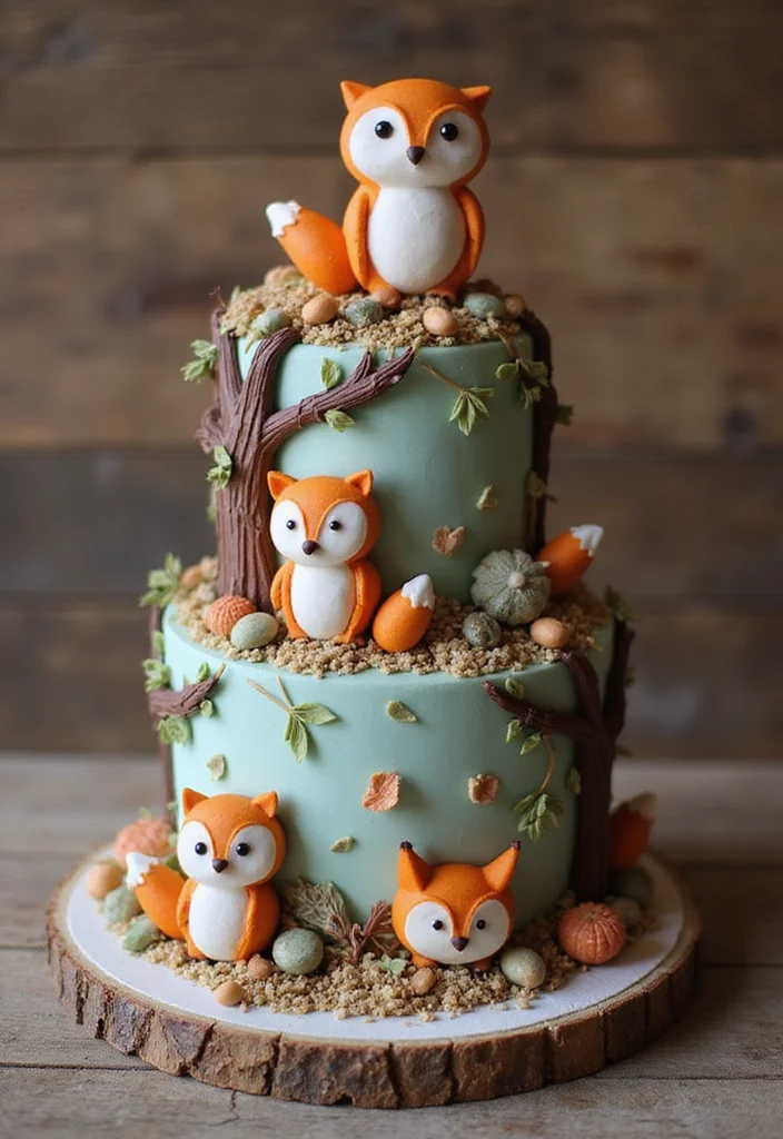 15 Creative Mom-to-Be Cake Designs That Will Make You Say 'Wow!' - 1. Whimsical Woodland Cake
