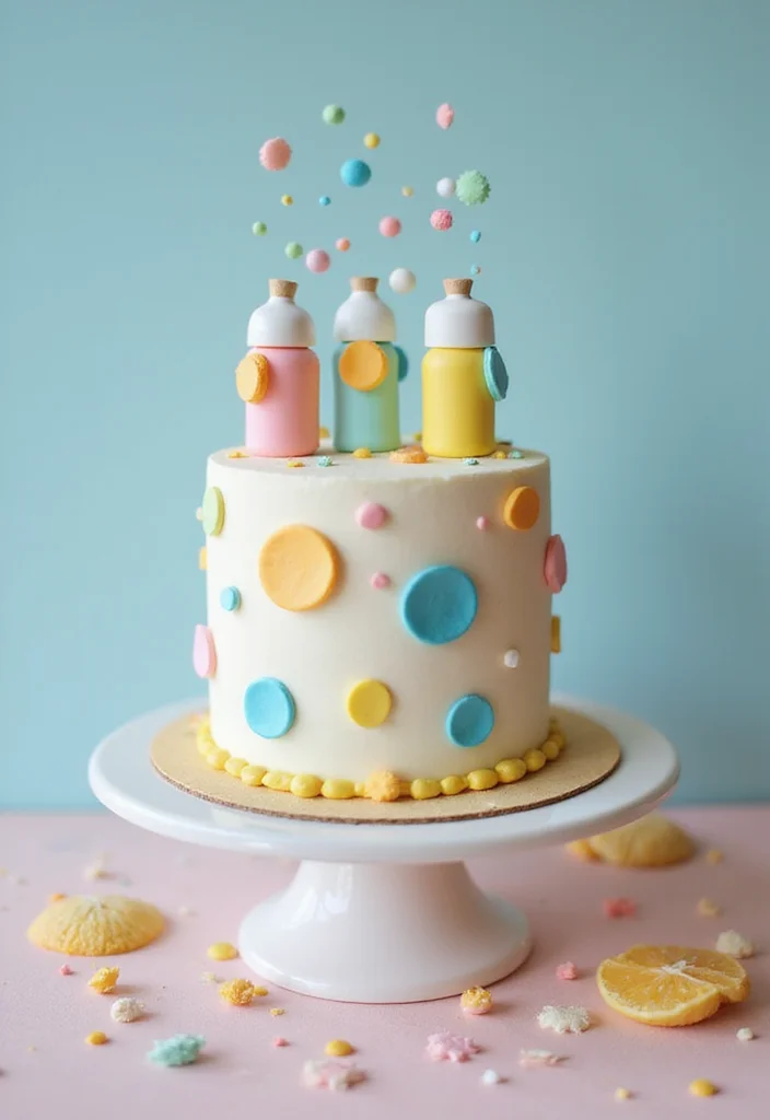15 Creative Mom-to-Be Cake Designs That Will Make You Say 'Wow!' - 11. Bubbles and Bottles Cake