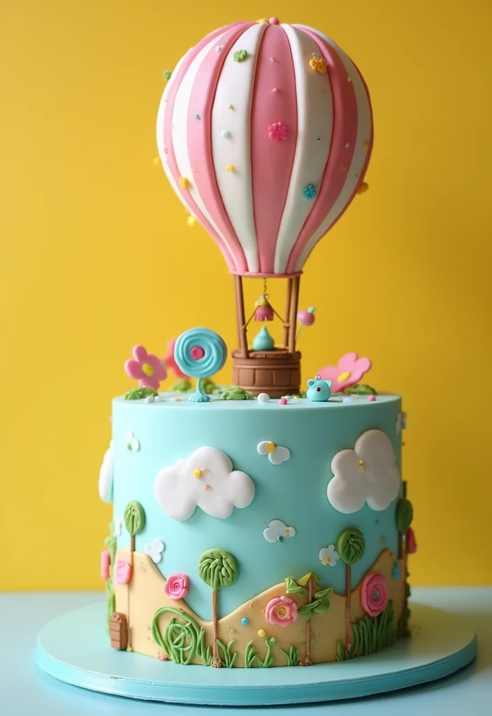 15 Creative Mom-to-Be Cake Designs That Will Make You Say 'Wow!' - 15. Hot Air Balloon Cake