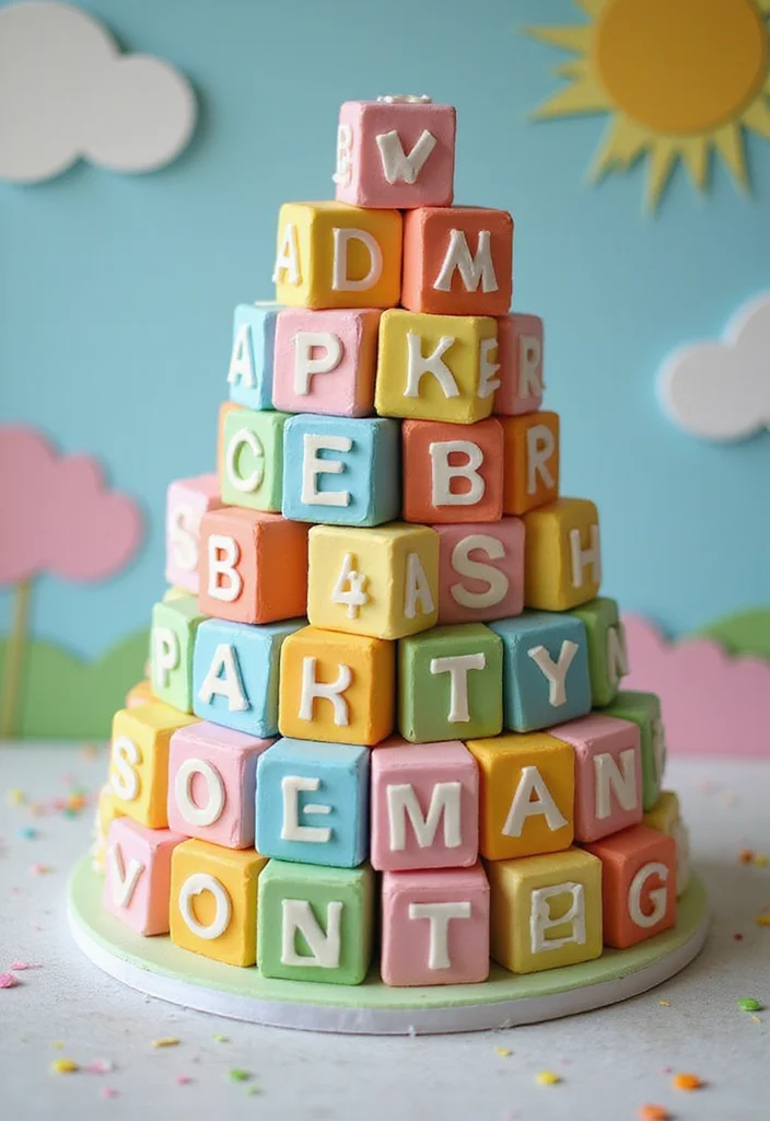 15 Creative Mom-to-Be Cake Designs That Will Make You Say 'Wow!' - 5. Adorable Baby Blocks Cake
