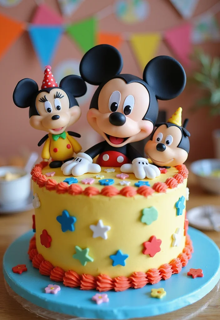 15 Creative Mom-to-Be Cake Designs That Will Make You Say 'Wow!' - 8. Mickey and Friends Cake