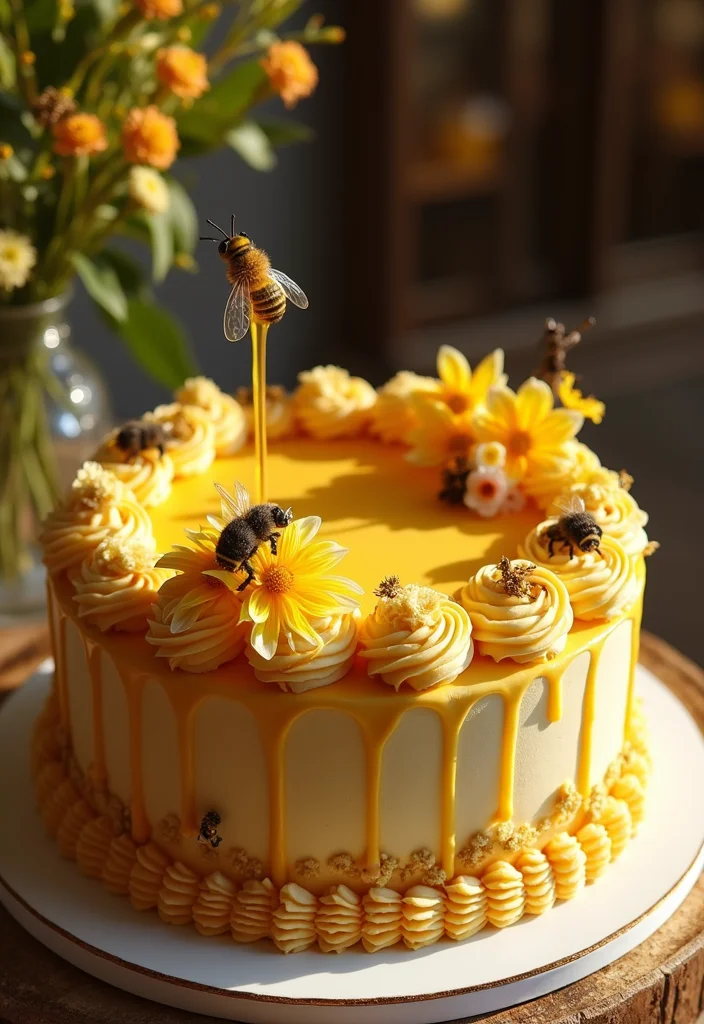 15 Easy and Fun First Bee Day Cake Recipes for Little Ones (Try #4!) - 10. Floral Bee Cake