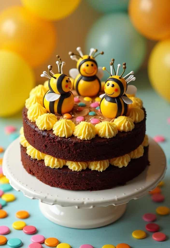15 Easy and Fun First Bee Day Cake Recipes for Little Ones (Try #4!) - 2. Bumble Bee Chocolate Cake