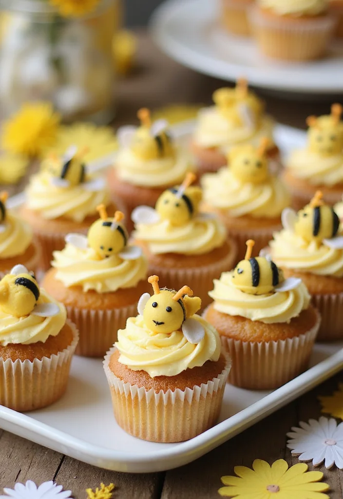 15 Easy and Fun First Bee Day Cake Recipes for Little Ones (Try #4!) - 4. Mini Bee Cupcakes