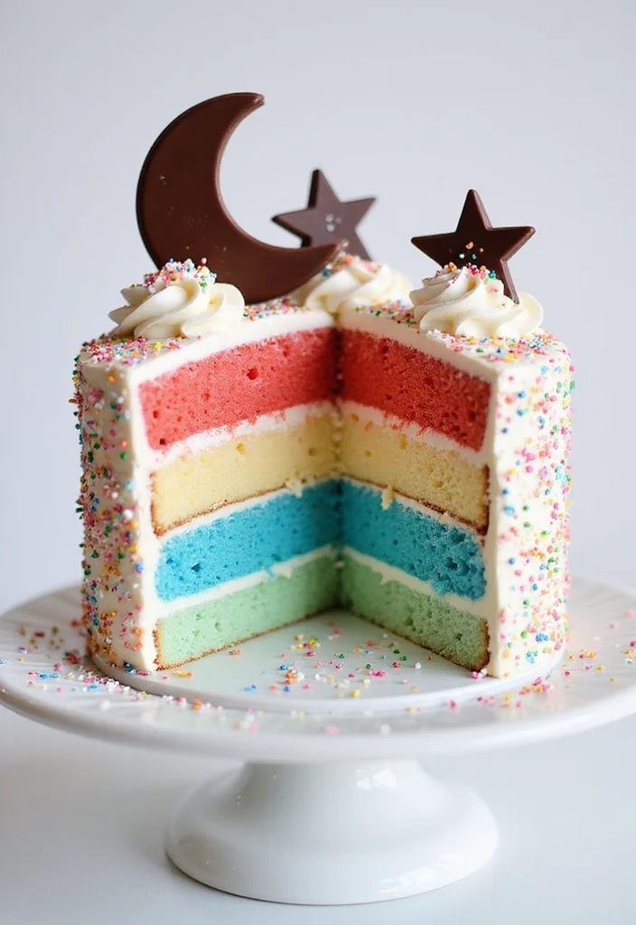 15 Enchanting Moon Themed Cake Ideas for Your Next Birthday Bash (You’ll Love #5!) - 14. Stars and Stripes Cake