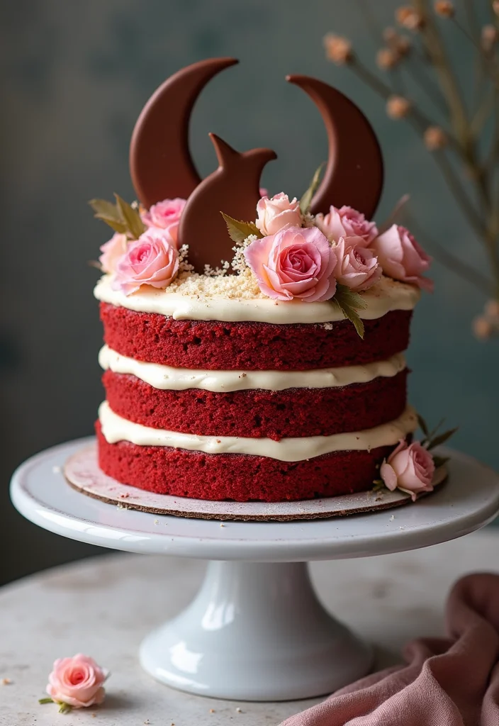 15 Enchanting Moon Themed Cake Ideas for Your Next Birthday Bash (You’ll Love #5!) - 8. Twilight Red Velvet Cake