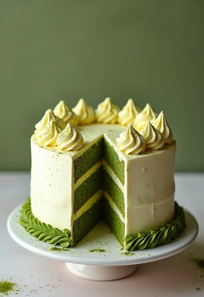 15 Unique Golden Birthday Cake Ideas to Make Your Day Shine (Check Out #8!) - 14. Golden Matcha Cake