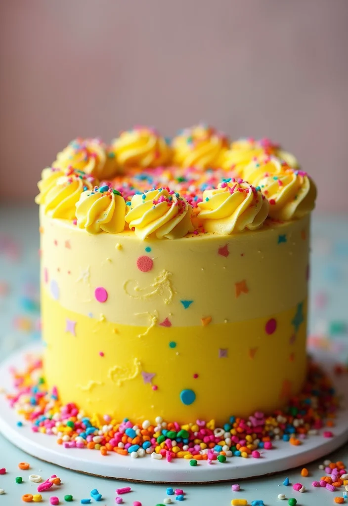 15 Unique Golden Birthday Cake Ideas to Make Your Day Shine (Check Out #8!) - 15. Golden Funfetti Cake