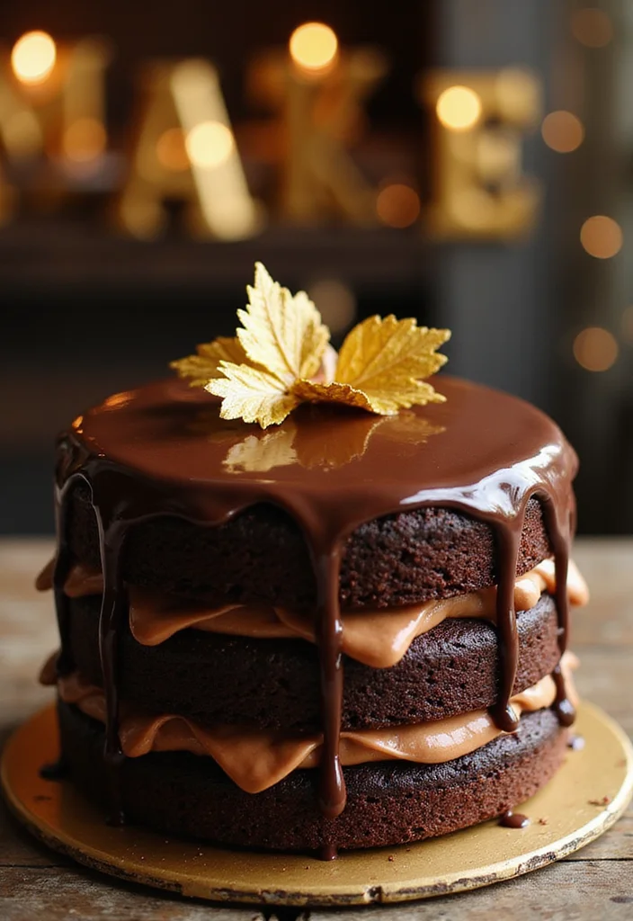 15 Unique Golden Birthday Cake Ideas to Make Your Day Shine (Check Out #8!) - 3. Gold Leaf Chocolate Cake