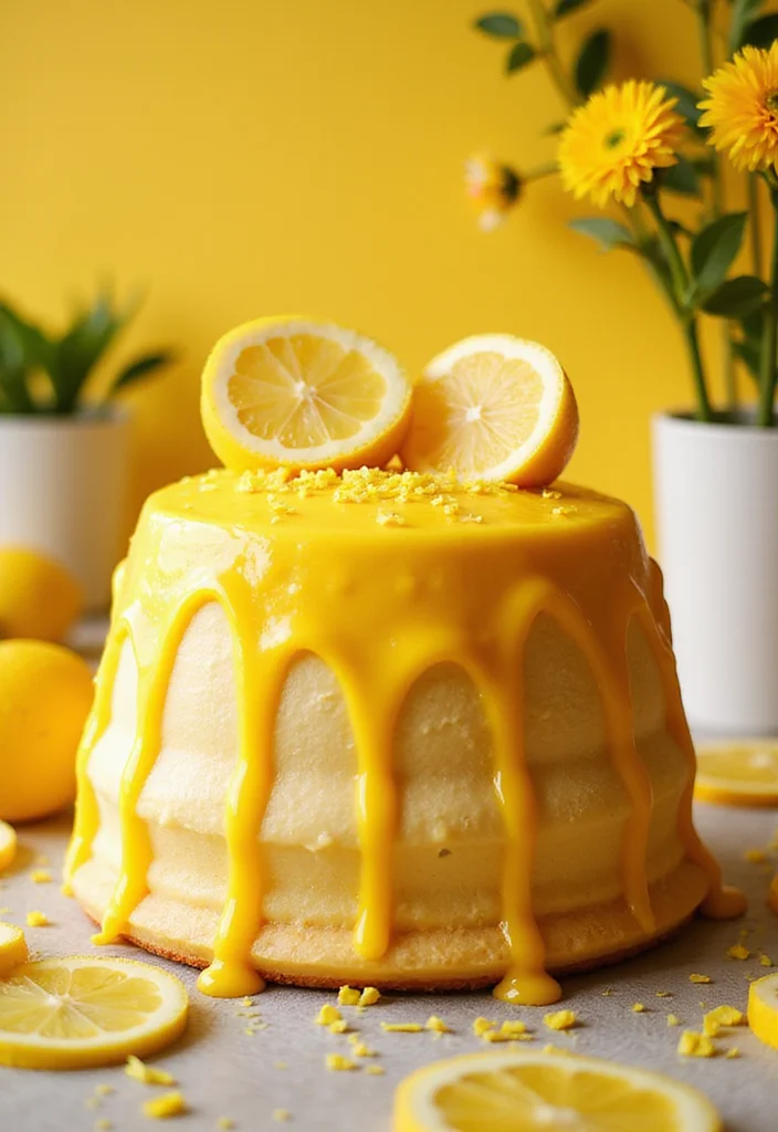 15 Unique Golden Birthday Cake Ideas to Make Your Day Shine (Check Out #8!) - 4. Golden Lemon Drizzle Cake
