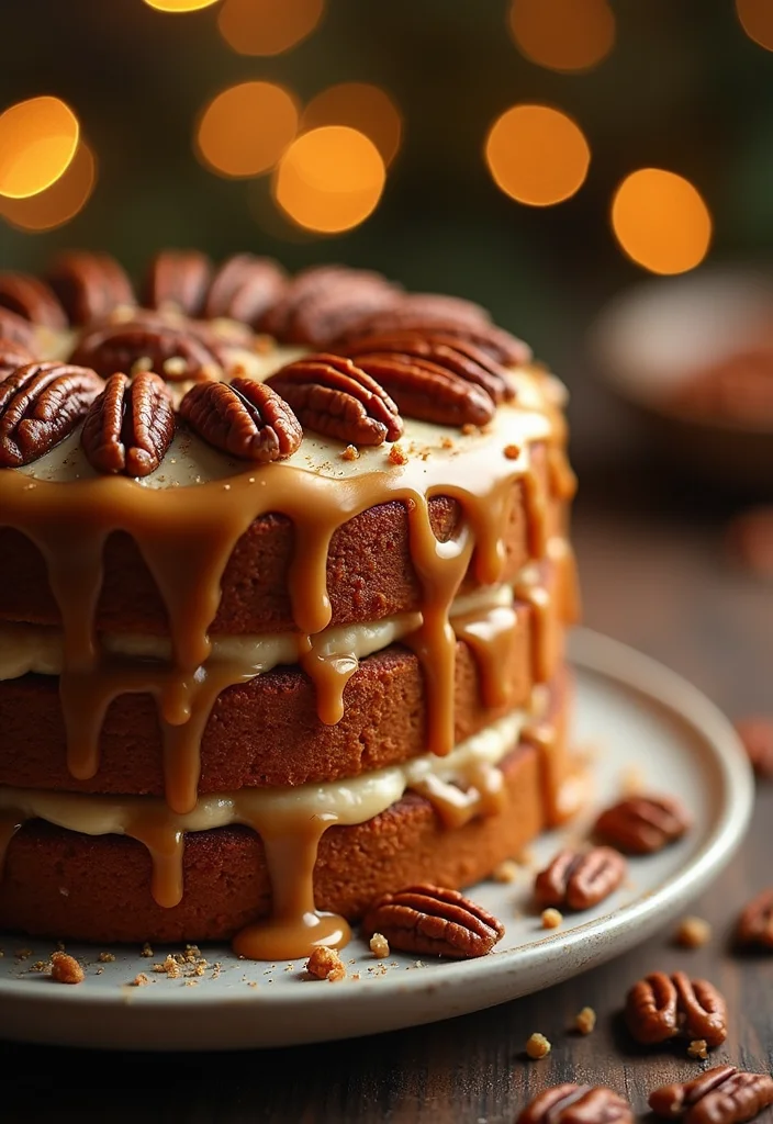 15 Unique Golden Birthday Cake Ideas to Make Your Day Shine (Check Out #8!) - 5. Golden Caramel Pecan Cake