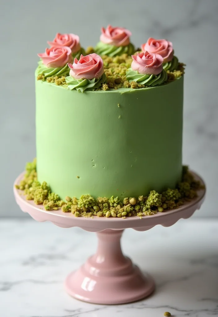 16 Deliciously Unique Cake Models You Can't Afford to Miss (Especially #11!) - 8. Pistachio Rose Cake