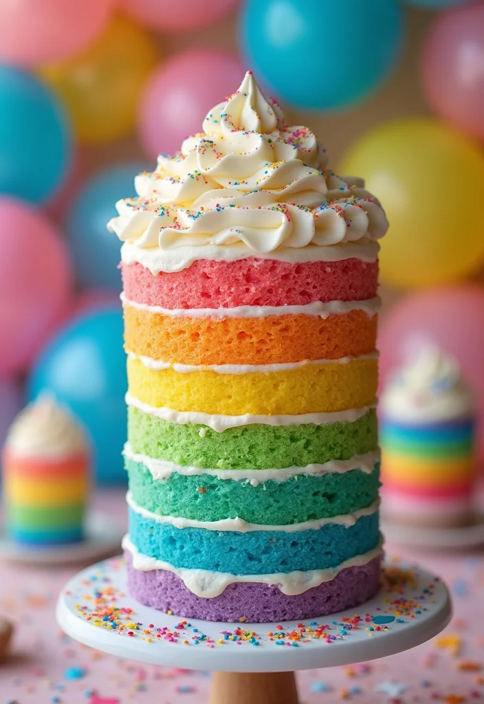 16 Fun Tall Cake Designs Your Kids Will Adore—#7 Is a Party Favorite! - 1. Rainbow Layer Cake
