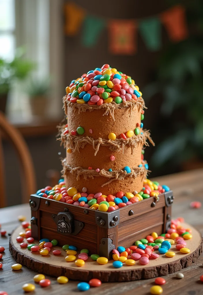 16 Fun Tall Cake Designs Your Kids Will Adore—#7 Is a Party Favorite! - 10. Pirate Treasure Cake
