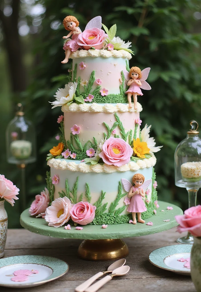 16 Fun Tall Cake Designs Your Kids Will Adore—#7 Is a Party Favorite! - 11. Fairy Garden Cake