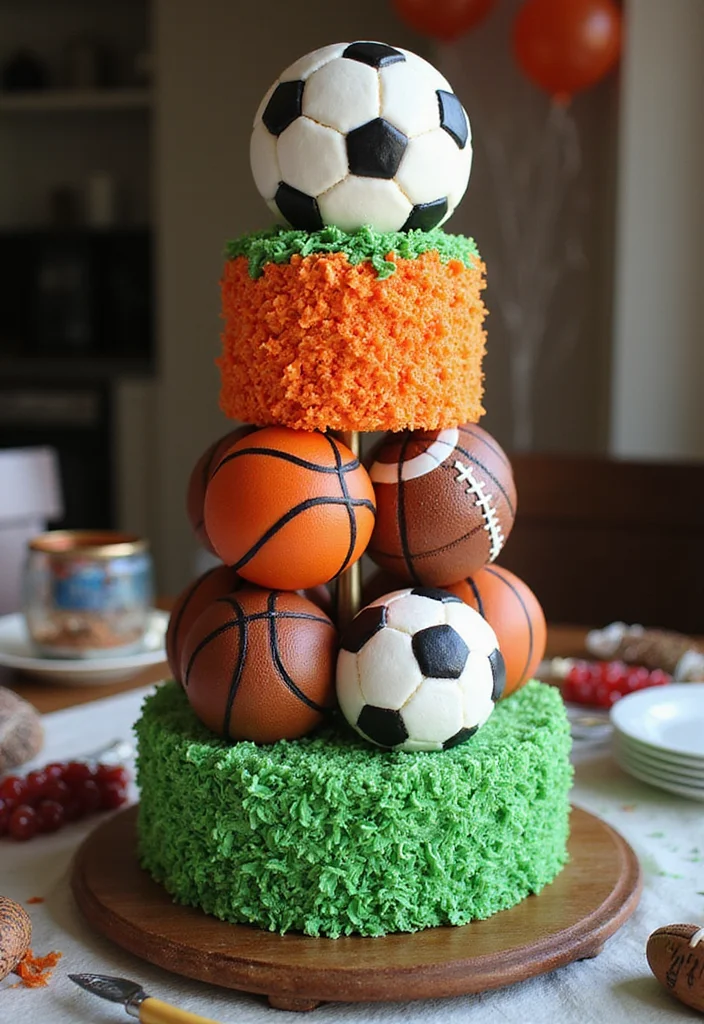 16 Fun Tall Cake Designs Your Kids Will Adore—#7 Is a Party Favorite! - 13. Sports Ball Cake