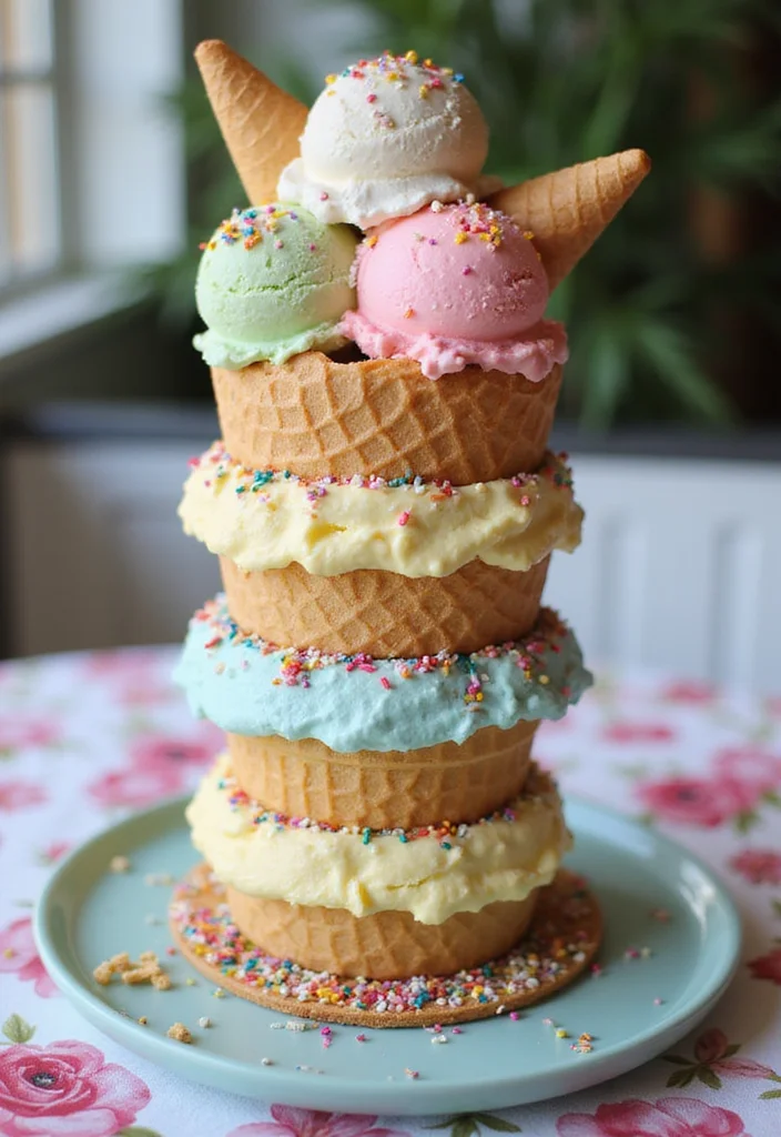 16 Fun Tall Cake Designs Your Kids Will Adore—#7 Is a Party Favorite! - 16. Ice Cream Cone Cake