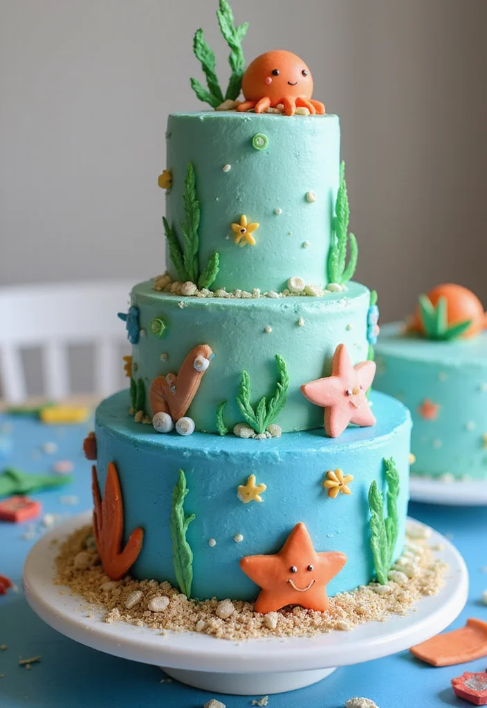 16 Fun Tall Cake Designs Your Kids Will Adore—#7 Is a Party Favorite! - 4. Under the Sea Cake