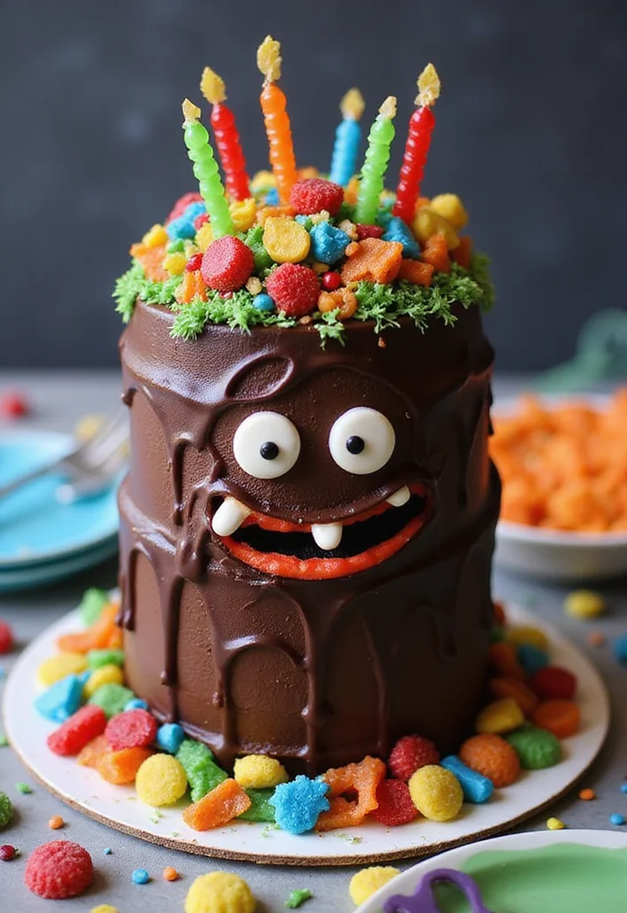 16 Fun Tall Cake Designs Your Kids Will Adore—#7 Is a Party Favorite! - 5. Chocolate Monster Cake