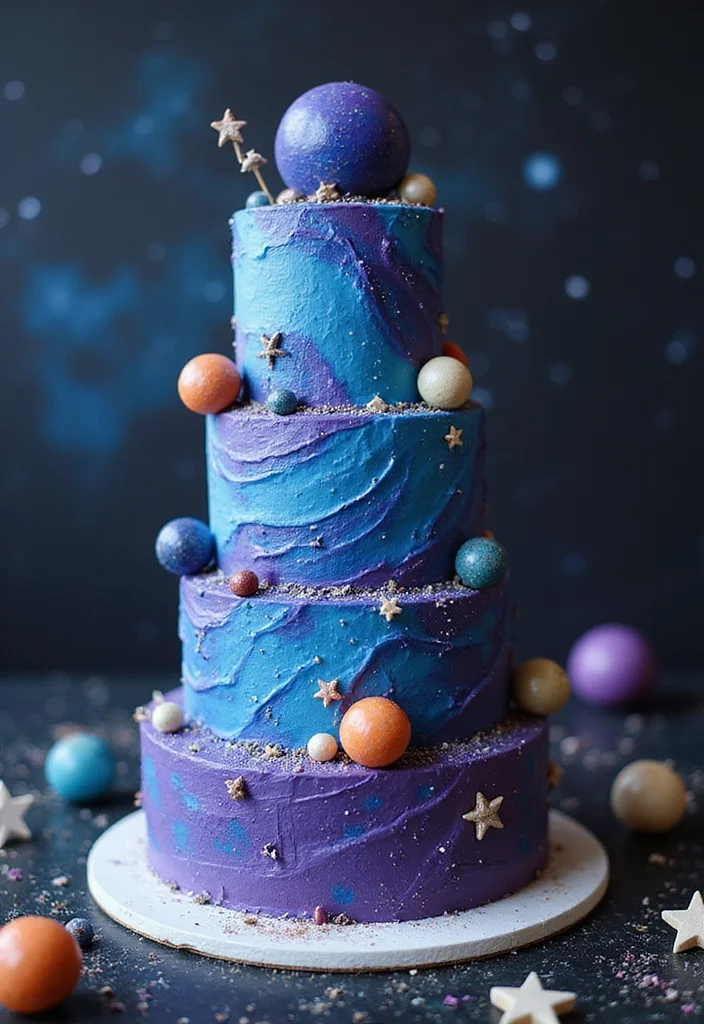 16 Fun Tall Cake Designs Your Kids Will Adore—#7 Is a Party Favorite! - 6. Space Galaxy Cake