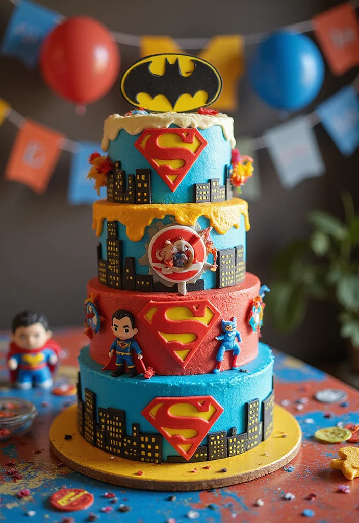 16 Fun Tall Cake Designs Your Kids Will Adore—#7 Is a Party Favorite! - 8. Superhero Cake