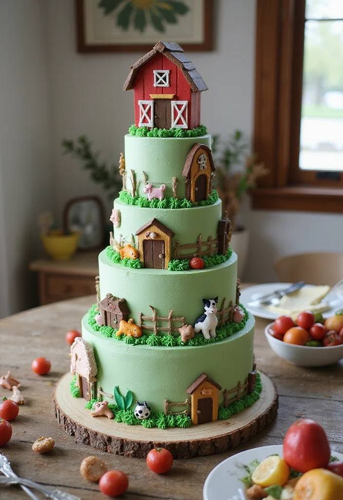 16 Fun Tall Cake Designs Your Kids Will Adore—#7 Is a Party Favorite! - 9. Farmyard Cake
