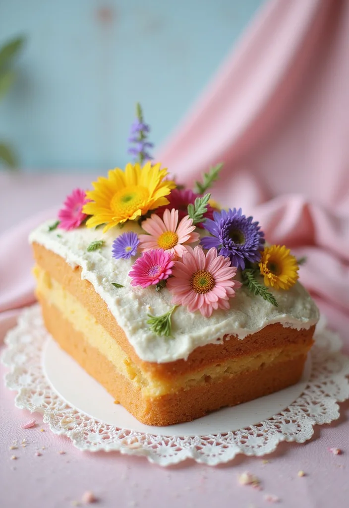 17 Unique Loaf Cake Decoration Styles That Will Make Your Cake the Star of the Show! - 6. Edible Flowers Fantasy