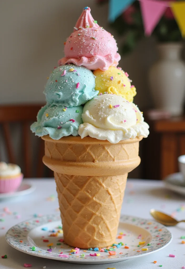 18 Fun Birthday Cake Designs That Steal the Show (Your Guests Will Love #3!) - 9. Ice Cream Cone Cake