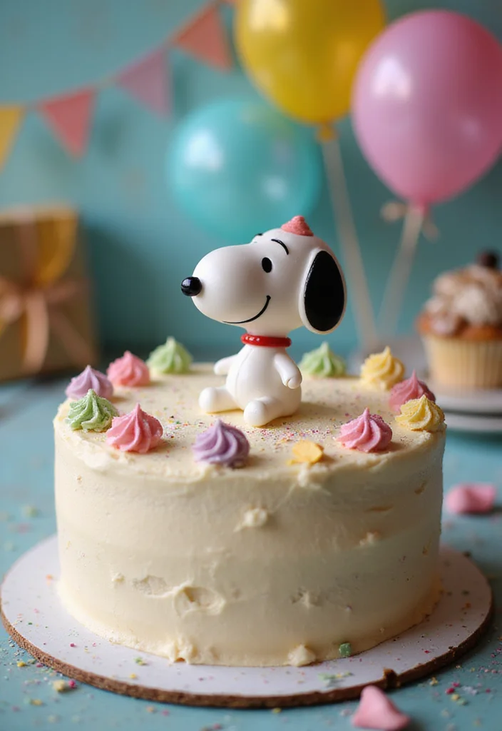 18 Snoopy Cake Ideas That Will Make You the Star of Every Party (Get Ready for #3!) - 1. Classic Snoopy on Top Cake