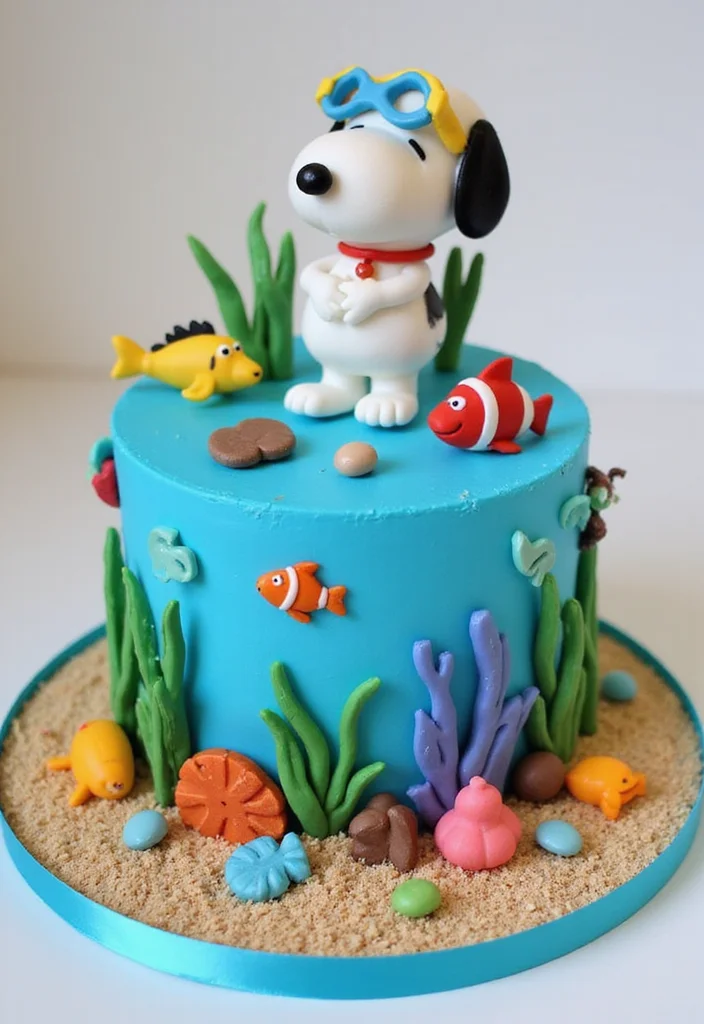 18 Snoopy Cake Ideas That Will Make You the Star of Every Party (Get Ready for #3!) - 11. Snoopy's Underwater Adventure Cake