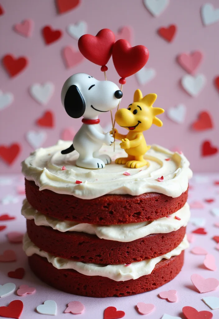 18 Snoopy Cake Ideas That Will Make You the Star of Every Party (Get Ready for #3!) - 16. Snoopy's Love and Friendship Cake