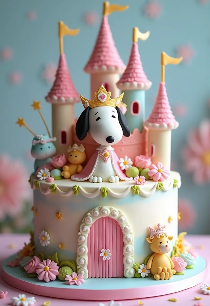 18 Snoopy Cake Ideas That Will Make You the Star of Every Party (Get Ready for #3!) - 18. Snoopy's Enchanted Fairytale Cake